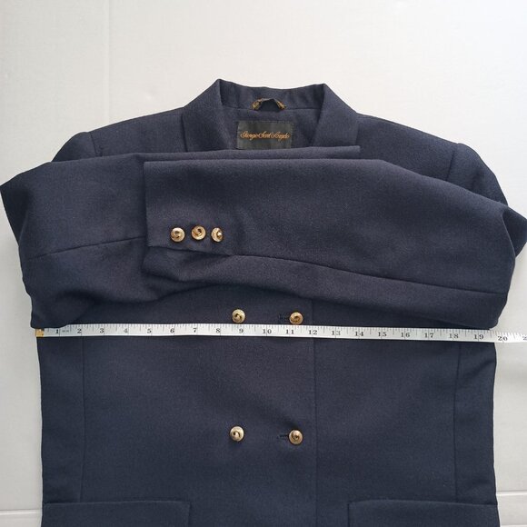 Giorgio Sant Angelo Navy Double Breasted Crop Boxy Wool Blazer Women’s Size 8 - Picture 11 of 15